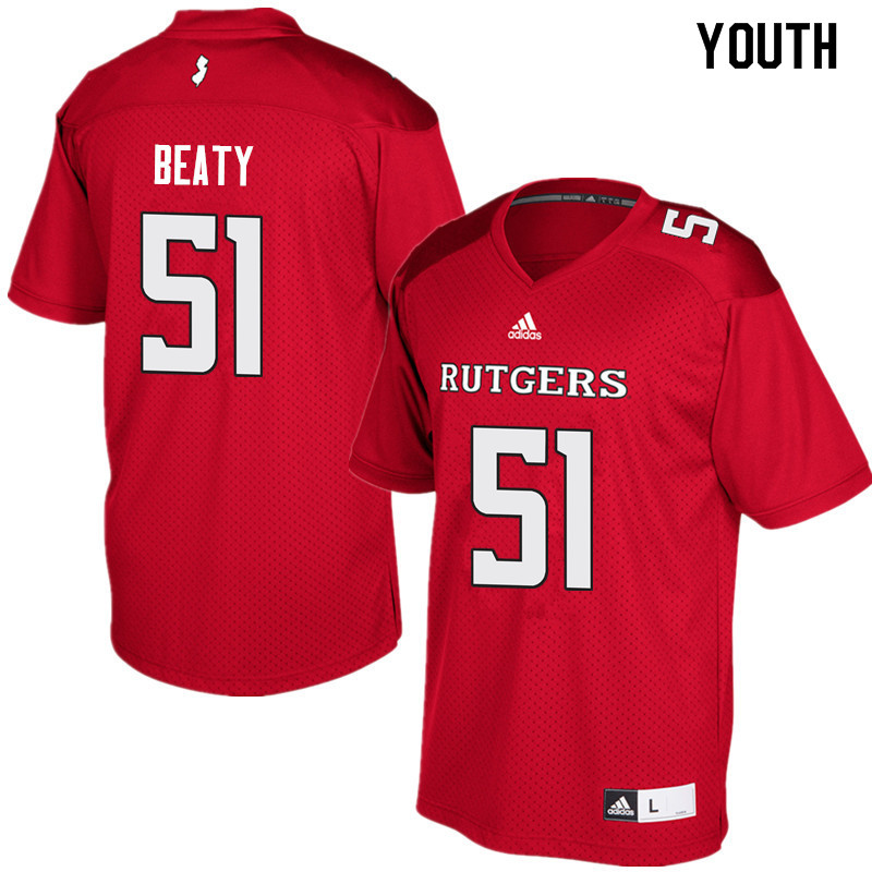 Youth #51 Jamaal Beaty Rutgers Scarlet Knights College Football Jerseys Sale-Red - Click Image to Close